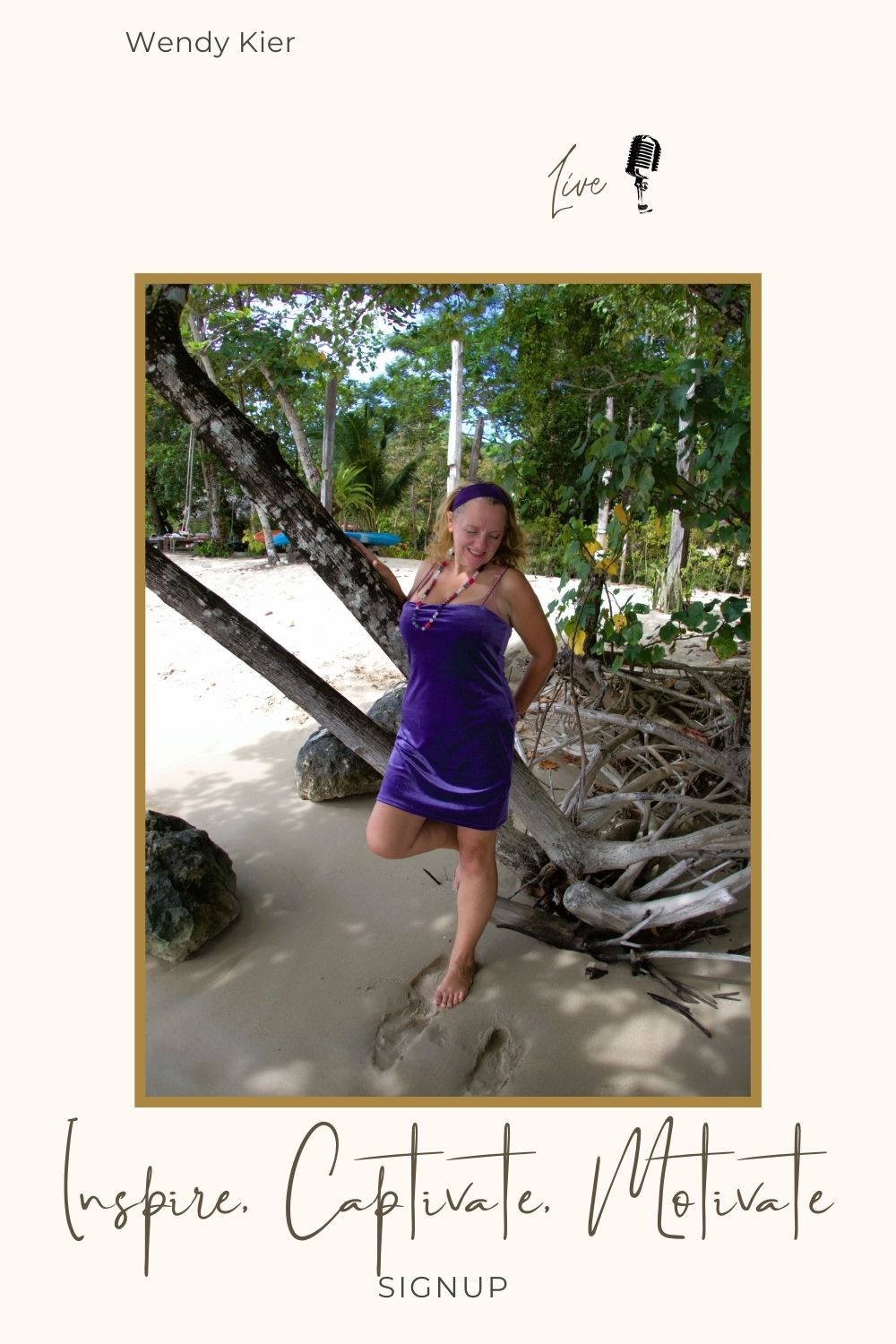 Wendy Kier Standing By A Tree on Beach