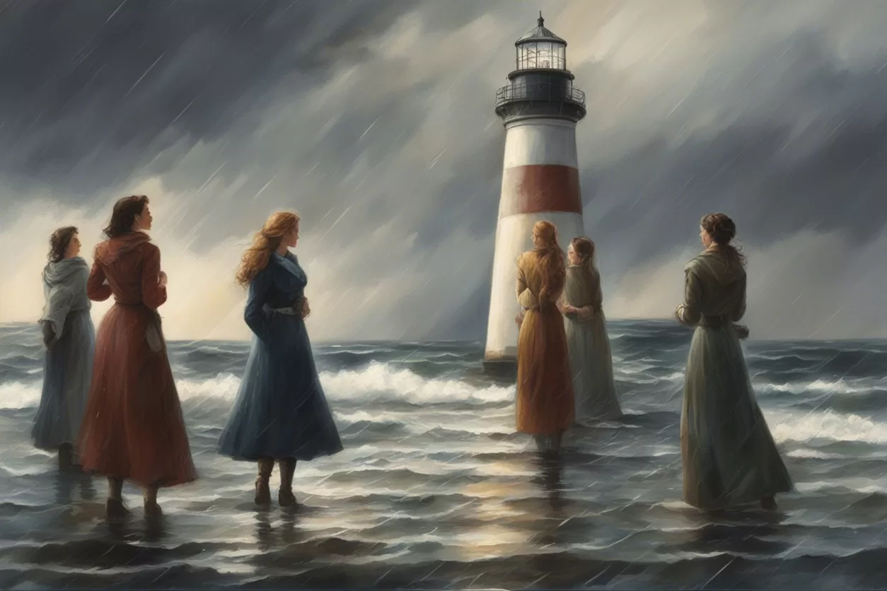 AI ART Women standing by a lighthouse