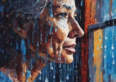 Wendy Kier - AI Art, Women depressed looking out a window (2)