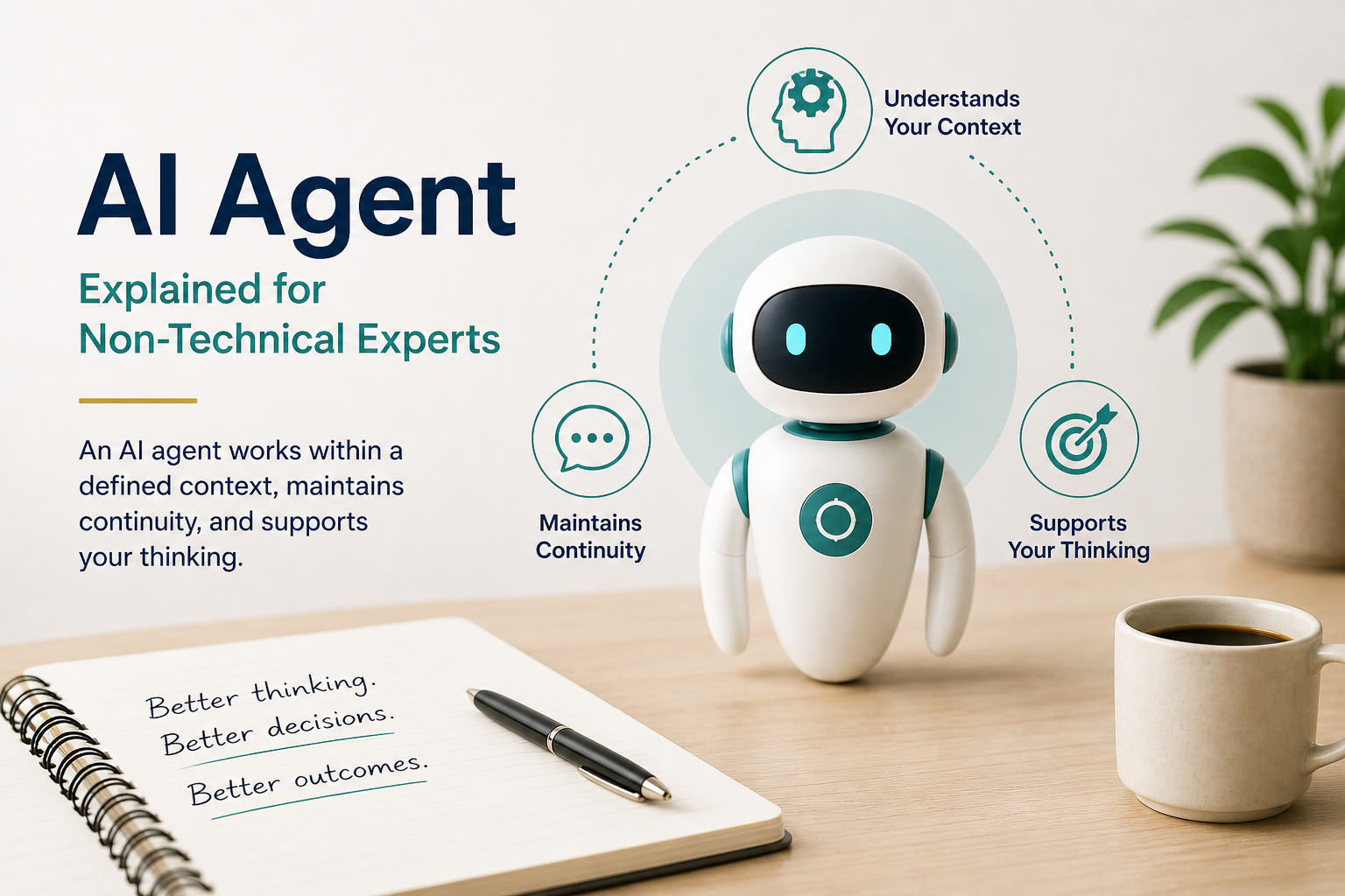 AI agent explained for non-technical experts showing structured context and continuity