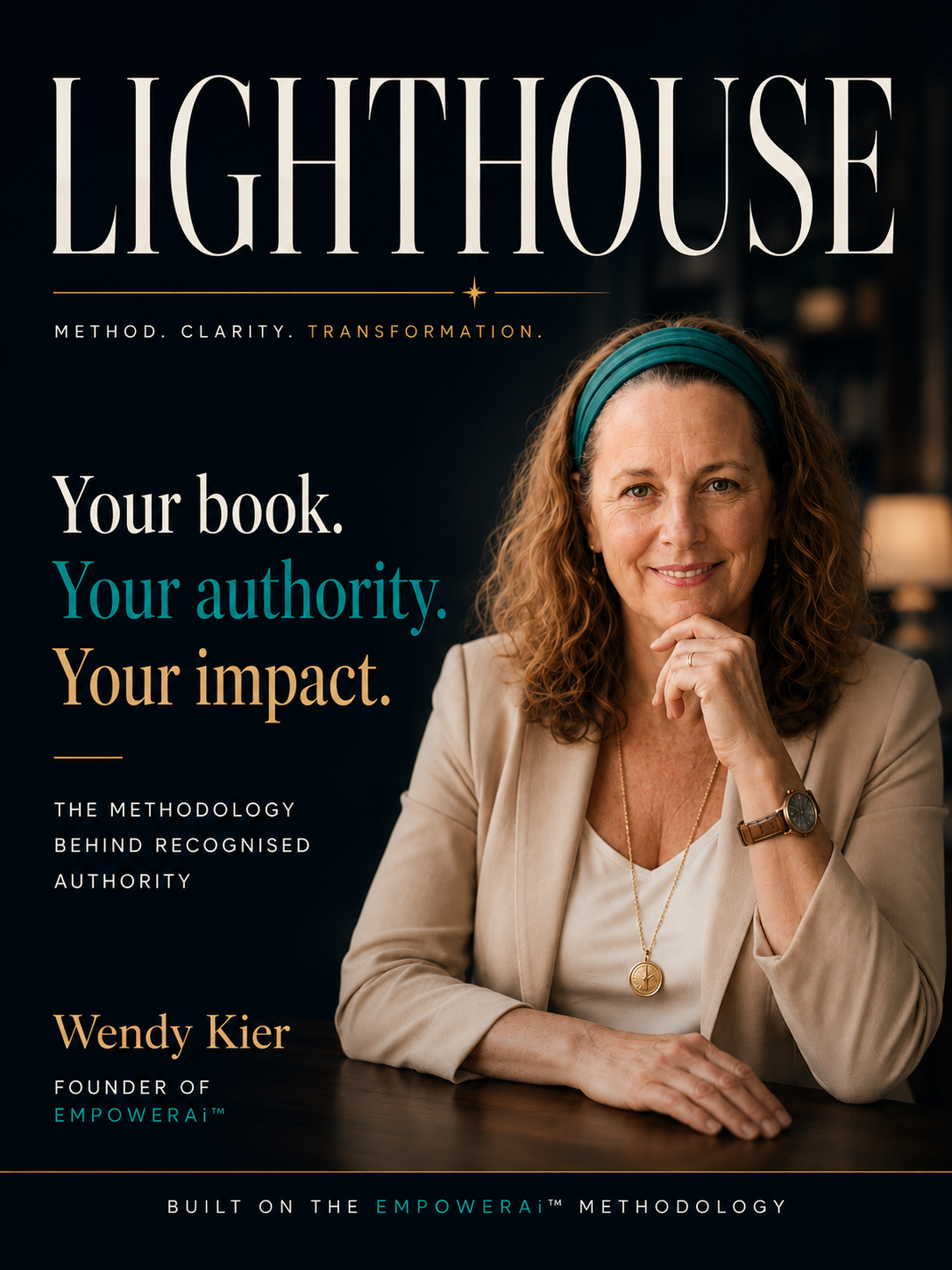 LIGHTHOUSE Authority Methodology by Wendy Kier Editorial magazine-style LIGHTHOUSE cover featuring Wendy Kier and authority positioning messaging